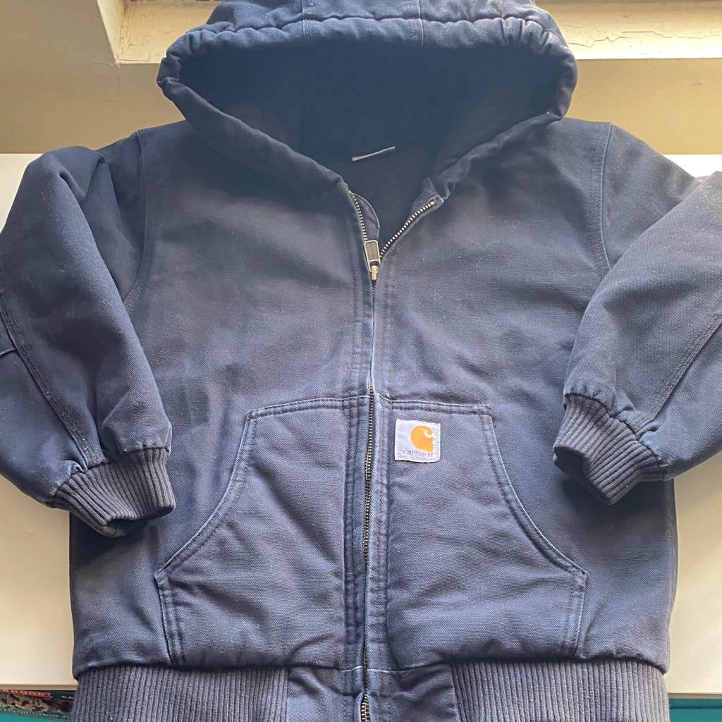 Carhartt Kids Black Canvas Zip-Up Hoodie S 7-8